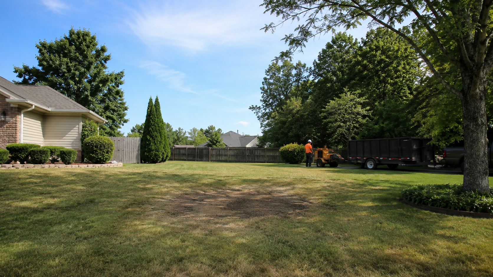 Cleanup equipment staged after a property project